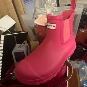 Hunter Pink Ankle Rain Boots